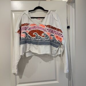 Free People Bandana Tropical Multicolor Cropped Hoodie size M?